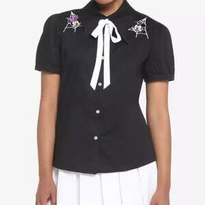 Her Universe Disney Halloween Bat Wing Collar Girls Woven Button-Up Size Large
